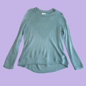 Lucky Brand wool lightweight green fringe sweater medium